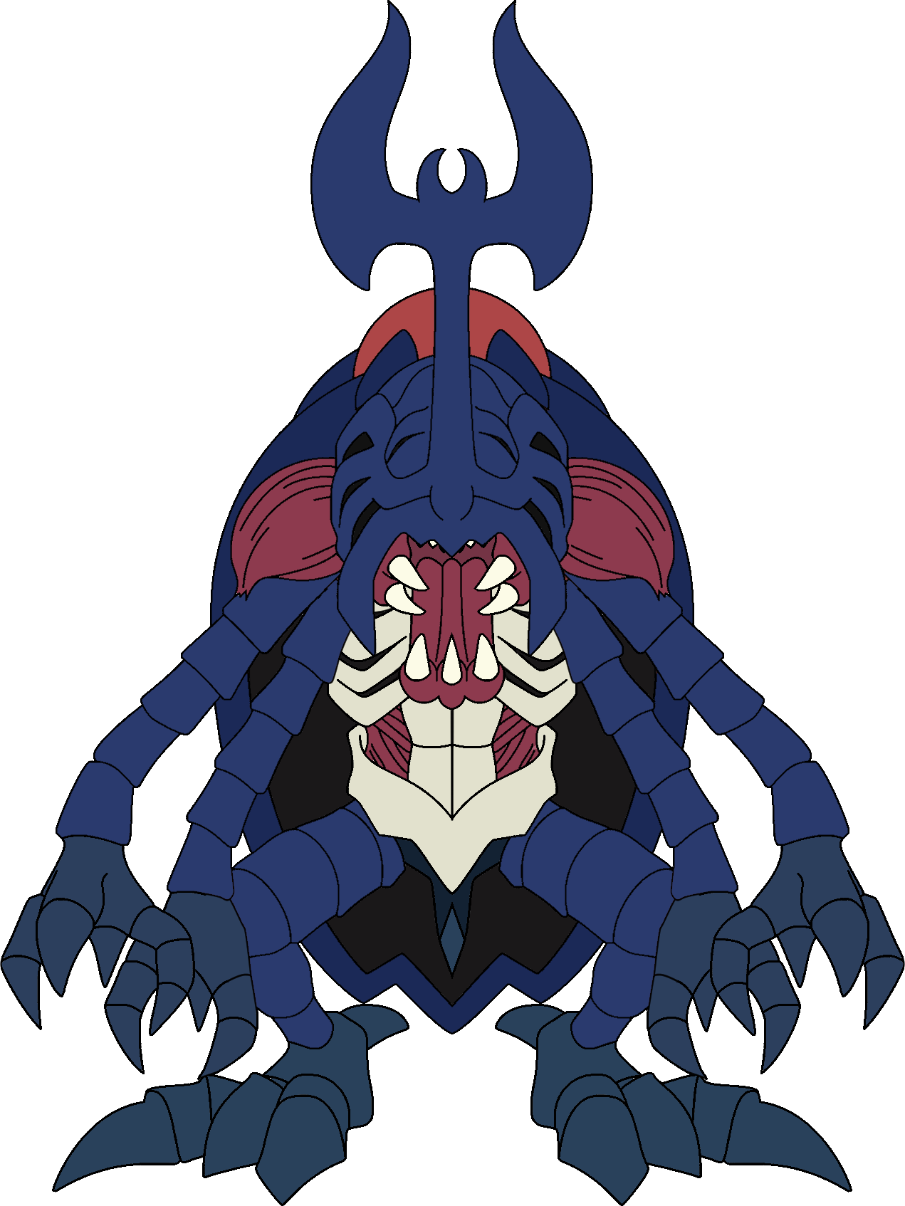 atlurkabuterimon atlurkabuterimon_(blue) bug digimon digimon_(creature) exoskeleton highres horns rhinoceros_beetle sharp_teeth teeth