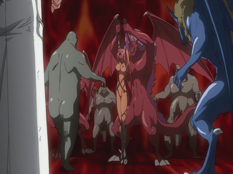 animated animated_gif anime_screenshot ass breasts ingrid_(taimanin_asagi) monster monster_sex nipples orc orc_male pussy_juice taimanin_(series) taimanin_asagi wet