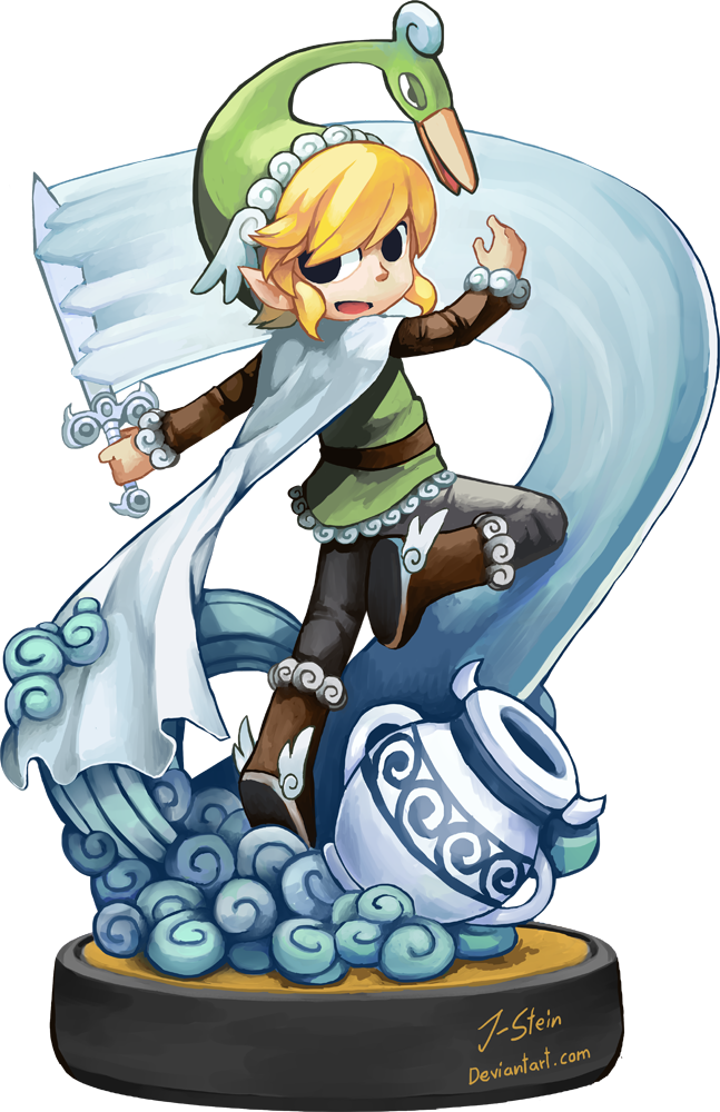 1boy amiibo black_eyes blonde_hair boots brown_boots brown_shirt cape commentary english_commentary faux_figurine full_body green_hat green_tunic hat j-stein jar link long_sleeves male_focus nintendo pointy_ears shirt short_hair sidelocks signature the_legend_of_zelda the_legend_of_zelda:_the_minish_cap toon_link transparent_background tunic white_cape winged_footwear