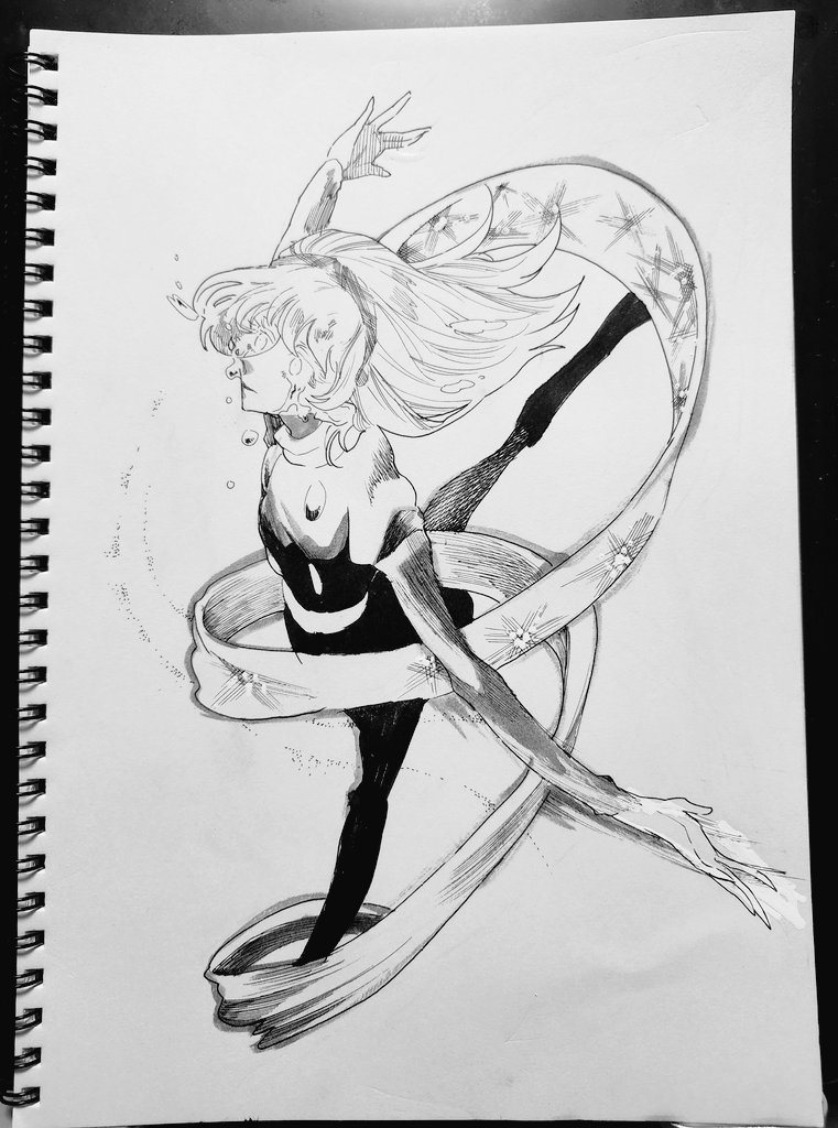 1girl ballerina black_boots boots buttons coat crying crying_with_eyes_open cyborg cyborg_009 dancing dynamic_pose francoise_arnoul full_body grey_coat grey_hairband hairband long_eyelashes long_hair scarf soldier streaming_tears tears webisu_(ebis1006) white_hair white_scarf