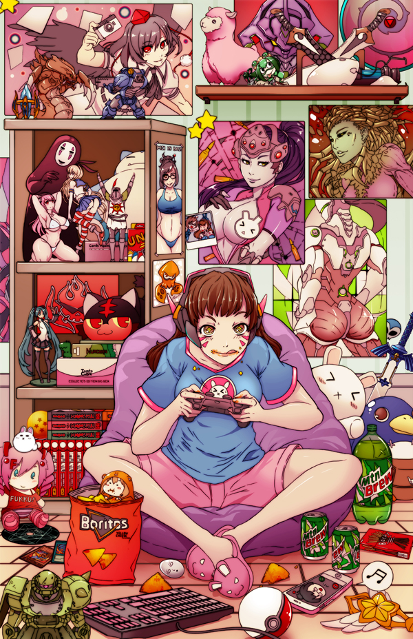 00s 10s 1girl :p :q aperture_science_handheld_portal_device ass asui_tsuyu bikini boku_no_hero_academia bottle brand_name_imitation breasts brown_hair camera card cellphone cleavage controller d.va_(gremlin) d.va_(overwatch) dark_magician_girl dark_souls_(series) dark_souls_i disgaea doma_umaru doritos dragon_ball dragon_ball_(object) dragonball_z eva_01 facial_mark fakku fate_(series) figure food food_on_face game_controller gen_1_pokemon gen_7_pokemon genji_(overwatch) gundam hatsune_miku head-mounted_display himouto!_umaru-chan hydralisk inkling inkling_(squid) inkling_player_character kanshou_&amp;_bakuya_(fate) kantai_collection kaonashi komaru_(himouto!_umaru-chan) litten long_hair marine_(starcraft) master_sword medium_breasts mei_(overwatch) momoka_(fakku) mountain_dew neon_genesis_evangelion niandni nintendo nitroplus one-punch_man otaku otaku_room overwatch overwatch_1 panties phone photo_(object) playing_card playstation_controller pocky poke_ball poke_ball_(basic) pokemon pokemon_(creature) polymerization portal_(series) portal_1 poster_(object) prinny room saitama_(one-punch_man) sarah_kerrigan sen_to_chihiro_no_kamikakushi shameimaru_aya shimakaze_(kancolle) snorlax solaire_of_astora sparkling_eyes splatoon_(series) splatoon_1 star-shaped_pupils star_(symbol) starcraft steven_universe studio_ghibli stuffed_toy super_sonico swimsuit symbol-shaped_pupils tengen_toppa_gurren_lagann the_legend_of_zelda thighhighs tongue tongue_out touhou underwear uno_(game) vocaloid whisker_markings widowmaker_(overwatch) yu-gi-oh! zaku zaku_ii