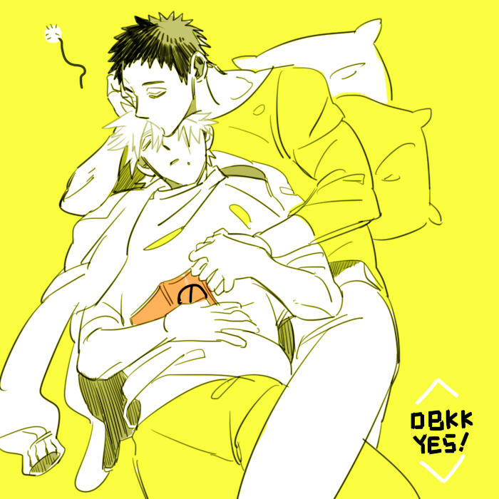 2boys book closed_eyes couple hatake_kakashi icha_icha_(naruto) lying male_focus mole mole_under_mouth multiple_boys naruto_(series) naruto_shippuuden short_hair sleeping spiked_hair uchiha_obito vosovic yaoi