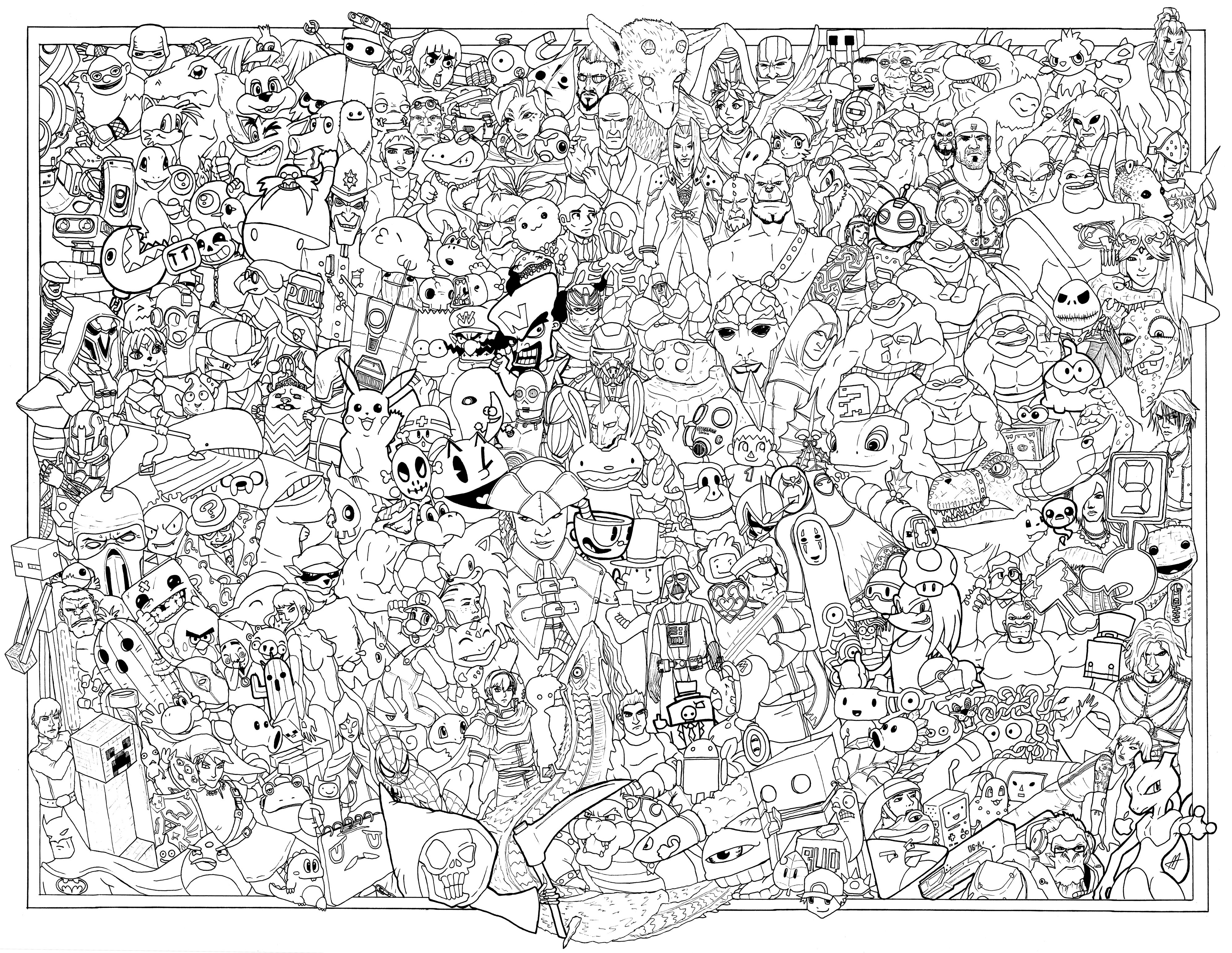 1990s_(style) ^_^ absolutely_everyone absurdres adventure_time agumon angry_birds animal_crossing armor assassin's_creed_(series) baby_mario backpack bag bald banana bare_arms bart_simpson baseball_cap batman batman_(series) battleblock_theater battletoads beard belt bmo bomberman bowl_cut bowser bubble_bobble buckle bulbasaur bullet_bill cape caterpie chain_chomp charmander chibi_robo chikorita circlet clank_(ratchet_&_clank) clenched_hands clenched_teeth closed_eyes collared_shirt conker crash_bandicoot crash_bandicoot_(series) creeper crossed_arms crossover crying cuphead darth_vader dc_comics deadpool deadpool_(series) dewgong digimon digimon_(creature) dog_tags dr._eggman dragon_ball dragonair duskull enderman everyone facial_hair family_computer_robot fi_(zelda) final_fantasy final_fantasy_vii final_fantasy_viii final_fantasy_x finn_the_human fire_emblem five_nights_at_freddy's food formal_clothes fruit game_console gamecube gen_1_pokemon gen_2_pokemon gen_3_pokemon gen_4_pokemon gen_6_pokemon glameow glasses gloves goggles golem_(pokemon) greninja greyscale grow_home gruntilda_winkybunion gulpin halo_(series) hat hatty_hattington helmet high_ponytail highres holding hood hood_up horns houndour hulk jake_the_dog jet_the_hawk jewelry kamek kazooie_(banjo-kazooie) kid_icarus king_k._rool knuckles_the_echidna krystal leaf legendary_pokemon limbo_(game) link lizzie_(rampage) luigi luke_skywalker m._bison magnemite makar mario mario_(series) marth_(fire_emblem) marvel mask mass_effect_(series) mass_effect_1 max_(sam_&_max) mega_man_(character) mega_man_(classic) mega_man_(series) metapod mewtwo microsoft_windows military military_uniform minecraft missile monochrome mr._game_&_watch muscular mustache naruto naruto_(series) necklace necktie neo_cortex nintendo one-eyed one_eye_closed onix orc ori_and_the_blind_forest overwatch overwatch_1 pac-man pac-man_(game) palutena pancham pauldrons peaked_cap piccolo pikachu pit_(kid_icarus) plants_vs_zombies pointy_ears poke_ball pokemon pokemon_(creature) ponytail pooka_(odin_sphere) portal portal_(series) portal_1 portal_2 pyro_(tf2) ralts rampage_(series) rash_(battletoads) ratchet_&_clank reaper_(overwatch) red_(pokemon) retro_artstyle rock_lee sabotender sackboy sam_&_max sans_(undertale) saria_(zelda) scythe sen_to_chihiro_no_kamikakushi sephiroth sharp_teeth shirt shoulder_armor shy_guy sonic_(series) sonic_the_hedgehog spider-man spikes squirtle star_wars starter_pokemon_trio suit super_mario_bros._1 super_meat_boy tagme tails_(sonic) tangela tank_top tattoo team_fortress_2 teenage_mutant_ninja_turtles teeth the_binding_of_isaac the_last_guardian the_legend_of_zelda the_riddler the_simpsons thick_eyebrows thumbs_up top_hat toy_story undertale unown unown_a unown_f unown_o unown_s villager_(animal_crossing) wally_(where's_wally) wario wart_(mario) waving wheatley when_you_see_it where's_wally white_bomberman winston_(overwatch) wobbuffet yellow_devil_(mega_man) yoda yooka yoshi zipper zipper_pull_tab