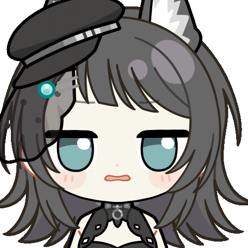 ... 1girl animal_ears animated animated_gif arknights bang_dream! bang_dream!_it&#039;s_mygo!!!!! black_dress black_hair black_hat blue_eyes blush_stickers chibi chibi_only chunye_haruya diagonal_bangs dot_nose dress hat jitome kemonomimi_mode looking_to_the_side lowres medium_hair mini_hat open_mouth simple_background solo transparent_background upper_body wolf_ears wolf_girl yahata_umiri yahata_umiri_(moonlight_executioner)