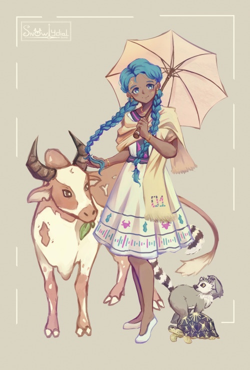 1girl blue_eyes blue_hair cow dark-skinned_female dark_skin dress hatsune_miku holding holding_umbrella long_hair looking_at_viewer low_twintails simple_background smile snowlydial source_request tagme twintails umbrella vocaloid white_dress white_footwear worldwide_miku