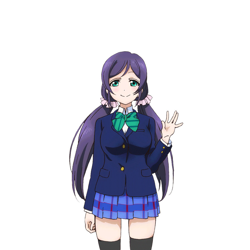 1girl \||/ blazer blue_jacket blue_skirt blush bow bowtie breasts closed_mouth cowboy_shot diagonal-striped_bow diagonal-striped_bowtie diagonal-striped_clothes dress_shirt green_bow green_bowtie green_eyes hand_up jacket large_breasts long_hair long_sleeves looking_at_viewer love_live! love_live!_school_idol_festival love_live!_school_idol_project low_twintails miniskirt official_art open_hand otonokizaka_school_uniform palms pink_scrunchie plaid_clothes plaid_skirt pleated_skirt purple_hair school_uniform scrunchie shirt skirt smile solo standing striped_clothes tojo_nozomi transparent_background twintails white_shirt winter_uniform