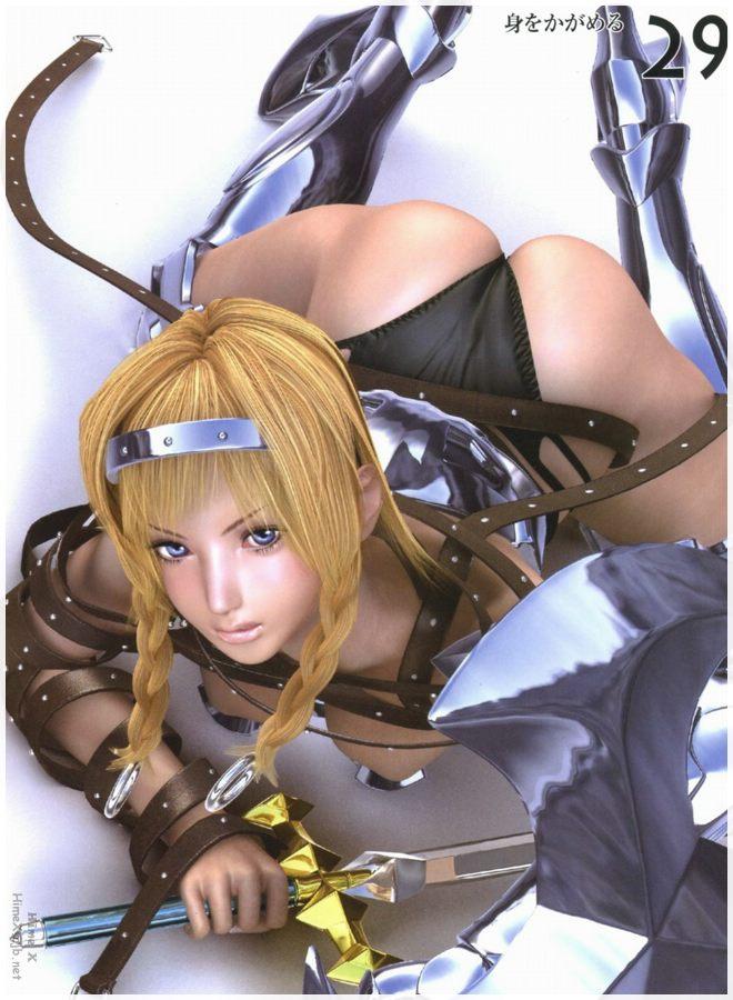 1girl 3d all_fours ass breasts female_focus leina m-rs queen&#039;s_blade solo tagme white_background