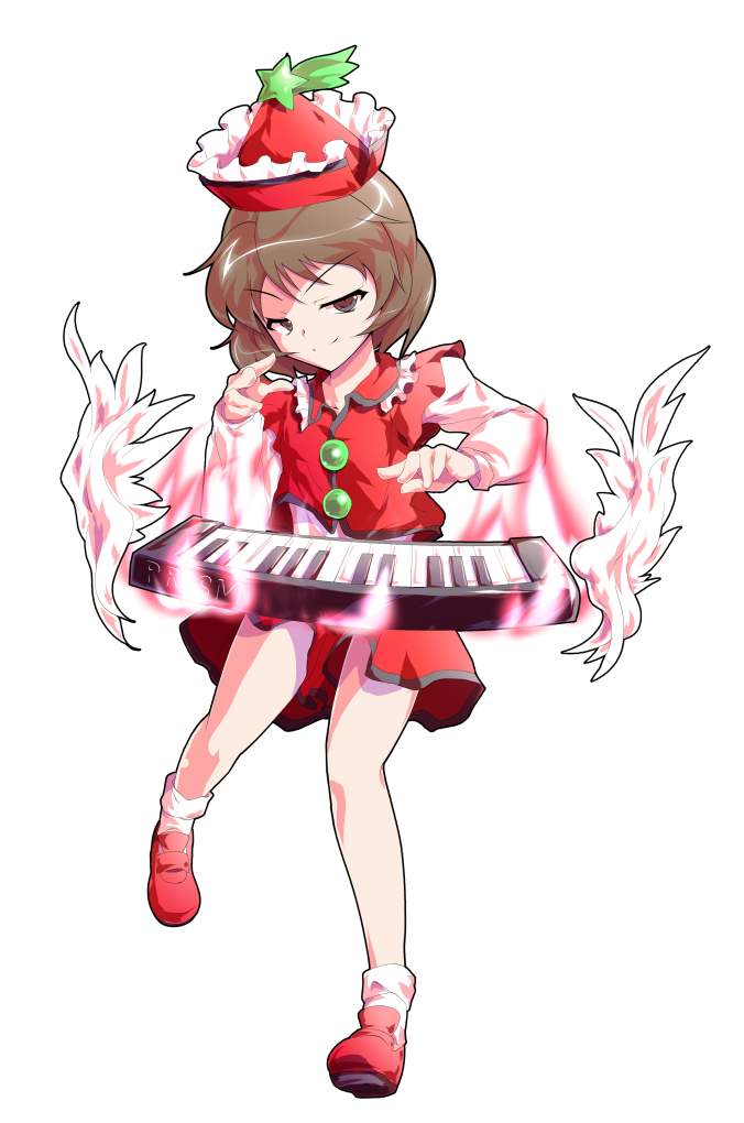 angel_wings bad_tag bobby_socks brown_eyes brown_hair closed_mouth collar collared_vest commentary_request dairi detached_wings fire frilled_collar frills full_body half-closed_eyes hat instrument keyboard_(instrument) large_variant_set long_sleeves looking_at_viewer lyrica_prismriver mary_janes medium_hair music playing_instrument red_hat red_shoes red_shorts red_vest shirt shoes shorts simple_background smile socks split_mouth standing standing_on_one_leg star_(symbol) straight-on tachi-e touhou transparent_background v-shaped_eyebrows variant_set vest white_shirt white_socks white_wings wings wispy_bangs