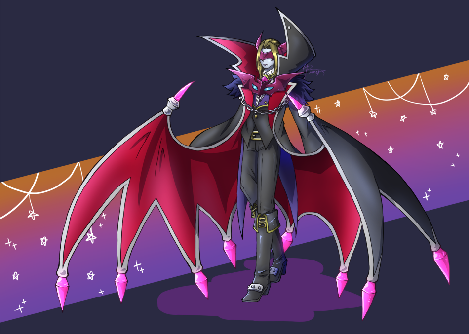 belt blonde_hair boots cape digimon long_hair mask vamdemon vamdemon_x-antibody