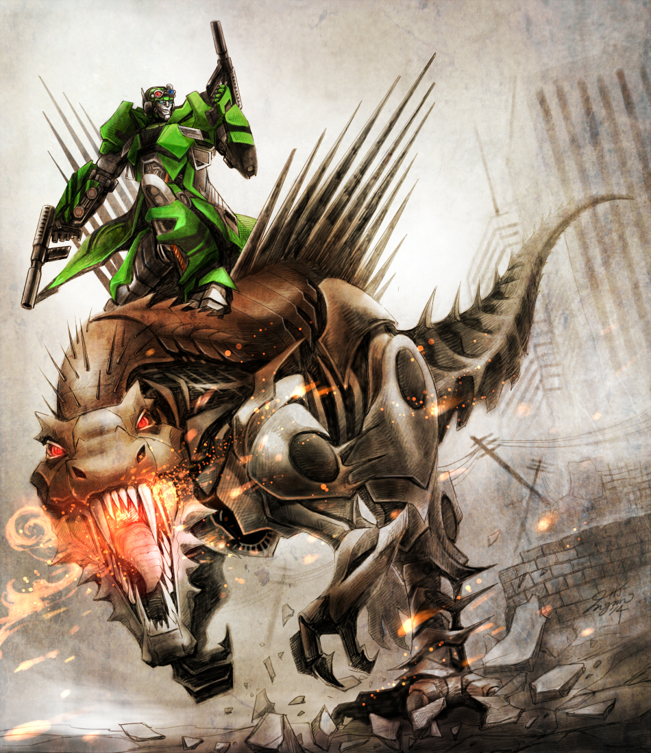 autobot crosshairs_(transformers) dinobot_(beast_wars) gun mecha robot scorn_(transformers) tagme transformers transformers:_age_of_extinction transformers_(live_action) weapon