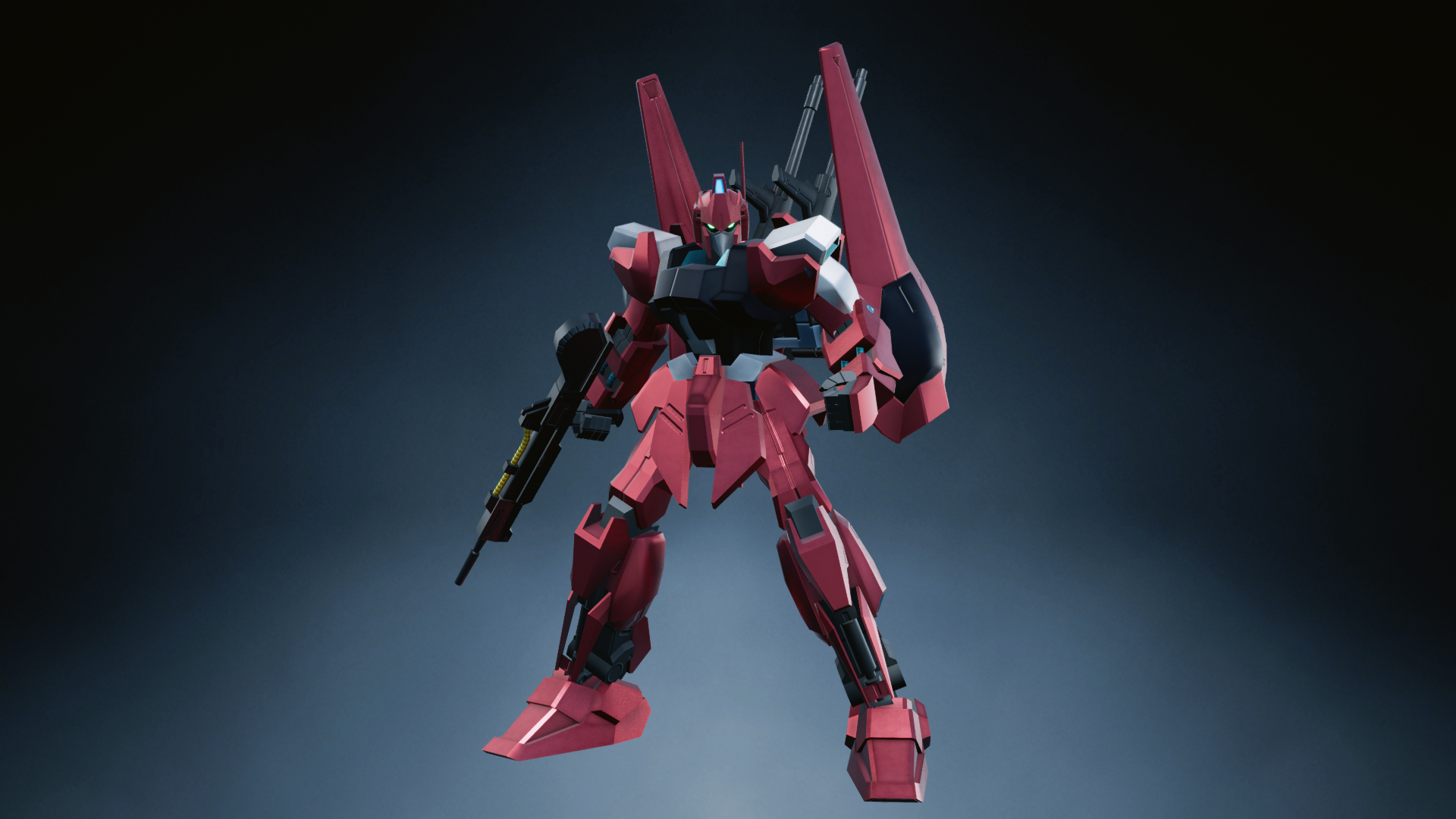 3d gradient_background gundam highres hyaku_shiki looking_at_viewer machinery malvius mecha mecha_focus mobile_suit no_humans original radio_antenna redesign robot science_fiction zero_shiki_(gundam) zeta_gundam zeta_gundam_define