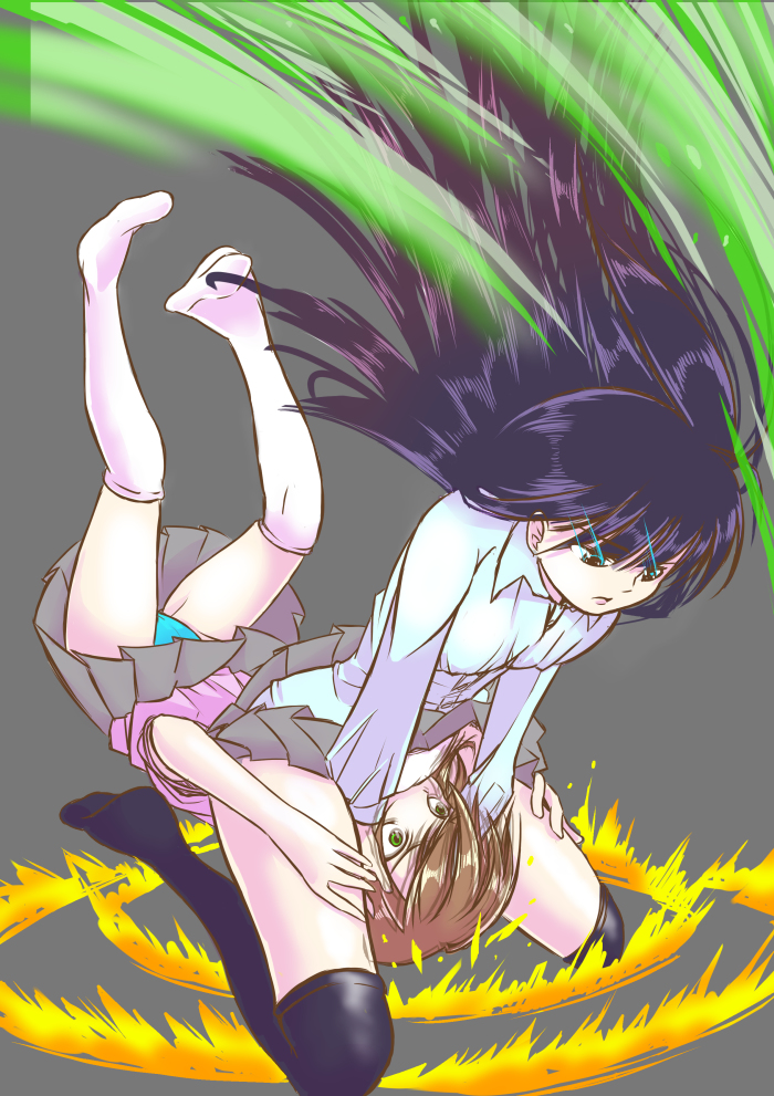 2girls artist_request catfight multiple_girls original ryona tagme wrestling yuri