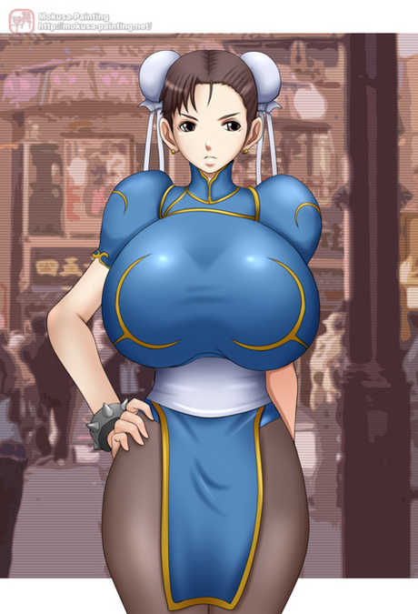 1girl arm_behind_back bracelet breasts brown_eyes brown_hair capcom china_dress chinese_clothes chun-li double_bun dress earrings female_focus hand_on_own_hip hip_focus huge_breasts jewelry mokusa outdoors pantyhose solo spiked_bracelet spikes standing street_fighter wide_hips