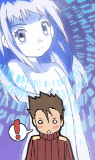 00&#039;s 1boy 1girl akiyama_ryo biomerge blue_eyes blue_hair blue_skin blush breasts colored_skin completely_nude couple digimon digimon_tamers embarrassed female_focus flat_chest fusion hair_down kurot long_hair looking_at_viewer makino_ruki matrix_evolution no_nipples nude small_breasts spiked_hair sweater toei_animation