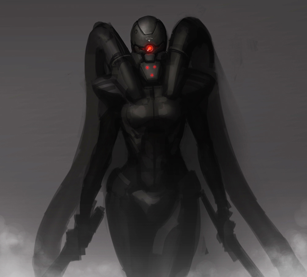 1girl bodysuit female_focus gender_request genderswap gradient_background helmet high-frequency_blade katana konami kyowato metal_gear_(series) metal_gear_solid minshuto misawa_kei solidus_snake solo sword tagme wakizashi weapon