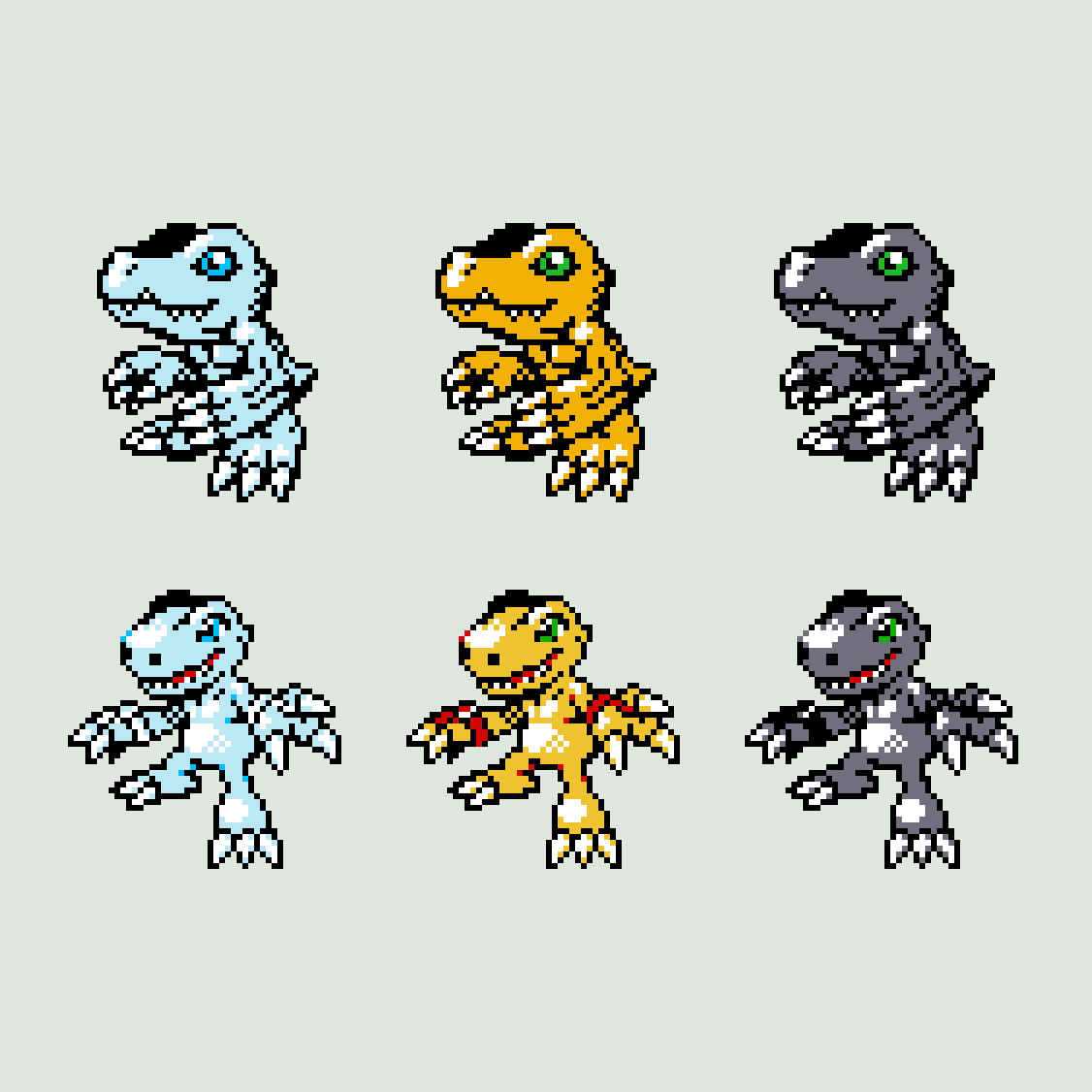agumon agumon_(black) agumon_(black)_(digimon_savers) agumon_(digimon_savers) belt claws digimon digimon_(creature) green_eyes muscular sharp_teeth teeth yukiagumon yukiagumon_(digimon_savers)