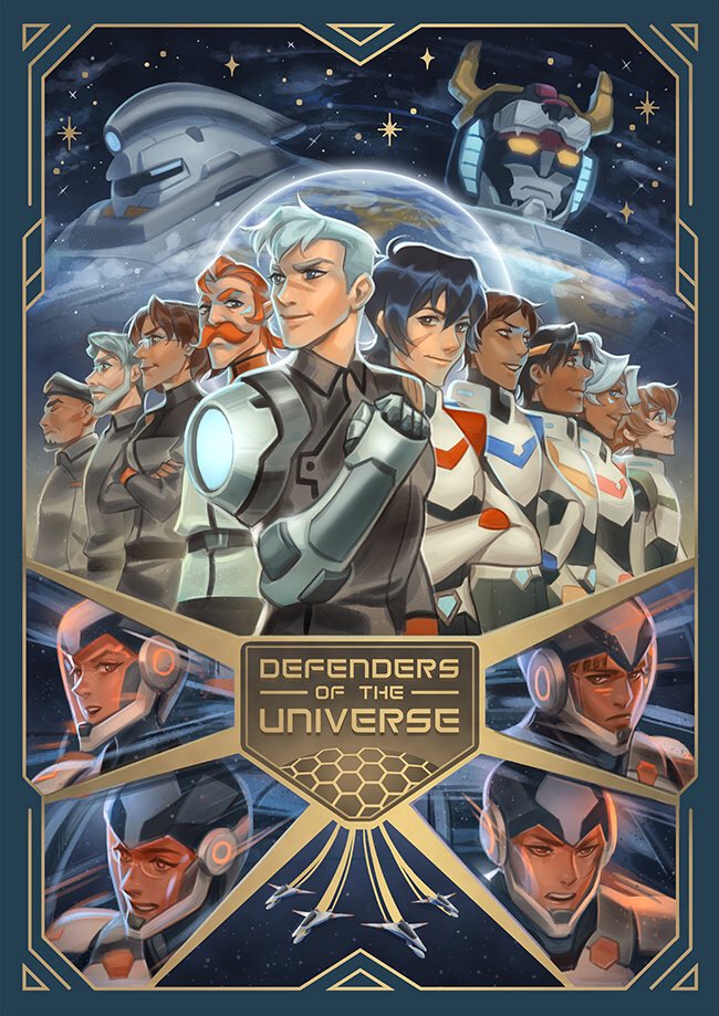 4girls 6+boys adam_(voltron) beard black_hair brown_eyes brown_hair commander_iverson curtis_(voltron) dark-skinned_female dark-skinned_male dark_skin dreadlocks english_text eyebrows facial_hair facial_mark glasses grey_eyes grey_hair hunk_(voltron) james_griffin keith_(voltron) lance_(voltron) matthew_holt multiple_boys multiple_girls munette mustache nadia_rizavi night night_sky pale_skin pidge_gunderson princess_allura prosthesis prosthetic_arm robot ryan_kinkade scar scar_on_face sky star_(sky) starry_sky takashi_shirogane teeth veronica_(voltron) voltron:_legendary_defender voltron_(series) white_hair
