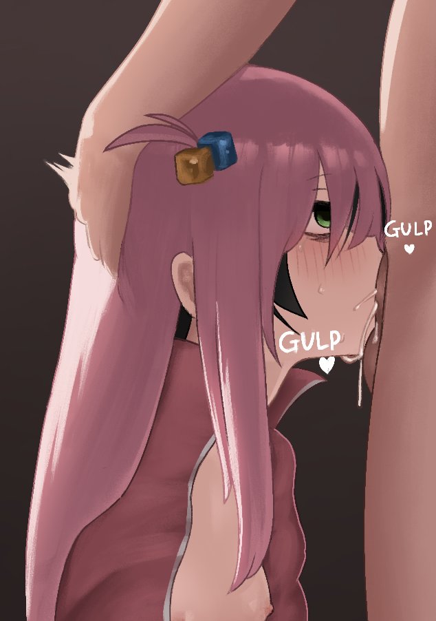 1boy 1girl bags_under_eyes black_hair blush bocchi_the_rock! breasts cosplay cube_hair_ornament cum deepthroat fellatio gotoh_hitori gotoh_hitori_(cosplay) green_eyes hair_between_eyes hair_ornament hand_on_another&#039;s_head hetero impersonation jacket kuroki_tomoko long_hair long_sleeves looking_up messy_hair oral pink_hair pink_jacket pohui55 self-upload side_ahoge sidelocks skirt small_breasts swallowing sweat sweatdrop track_jacket upper_body watashi_ga_motenai_no_wa_dou_kangaetemo_omaera_ga_warui! wavy_mouth wig