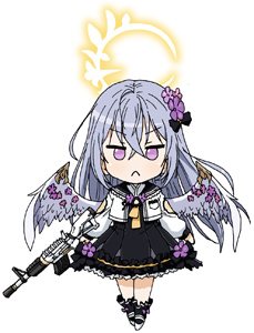 1girl :&lt; ankle_socks arms_at_sides assault_rifle azusa_(blue_archive) bad_source black_bow black_dress black_sailor_collar black_socks blue_archive bow breast_pocket closed_mouth commentary_request crescent_halo cropped_jacket crossed_bangs dress dress_flower feathered_wings flower full_body grey_hair gun hair_between_eyes hair_bow hair_flower hair_ornament halo holding holding_gun holding_weapon jacket long_hair long_sleeves lowres m4_carbine mary_janes maso_(ascii_art) necktie no_nose open_clothes open_jacket pink_eyes pocket puffy_long_sleeves puffy_sleeves purple_flower rifle sailor_collar shoes simple_background socks solo square-end_necktie v-shaped_eyebrows weapon white_background white_jacket white_shoes white_wings wings yellow_necktie