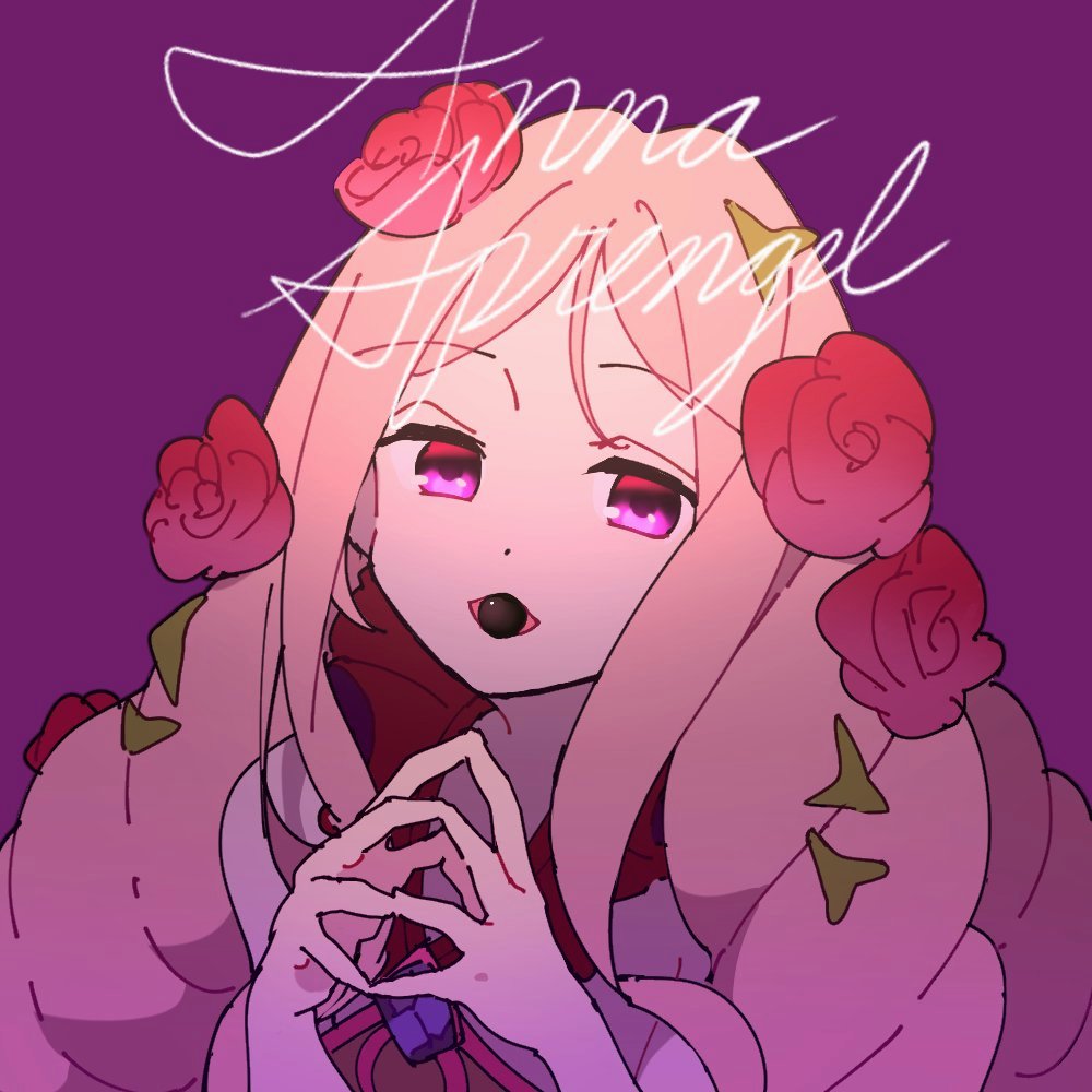 1girl anna_sprengel drill_hair english_text flower hair_flower hair_ornament long_hair looking_at_viewer loose_clothes nmdsk open_mouth own_hands_together pill pill_in_mouth pink_hair red_flower red_rose rose simple_background solo toaru_majutsu_no_index toaru_majutsu_no_index:_genesis_testament very_long_hair