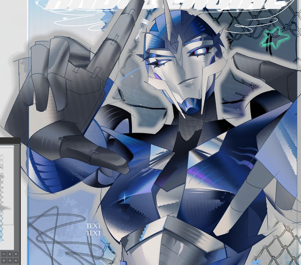 1girl arcee arcee_(prime) autobot black_sclera blue_eyes chain-link_fence colored_sclera commentary english_commentary fence finger_frame head_tilt klauw22 looking_at_viewer mecha robot smirk solo star_(symbol) transformers transformers_prime