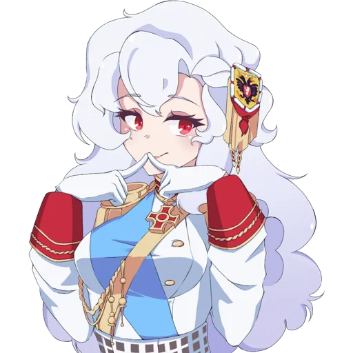 1girl aiguillette alpha_(alpha_1918) armband blue_sash breasts buttons collar cross cross_pendant epaulettes findoworld fluffy fluffy_hair gloves gold_buttons gold_trim hair_ornament index_fingers_together lips long_hair looking_to_the_side medium_breasts military military_uniform original red_eyes red_sleeve_cuffs russian_empire sash shy sleeve_cuffs smile solo sticker transparent transparent_background very_long_hair waist_sash white_gloves white_hair