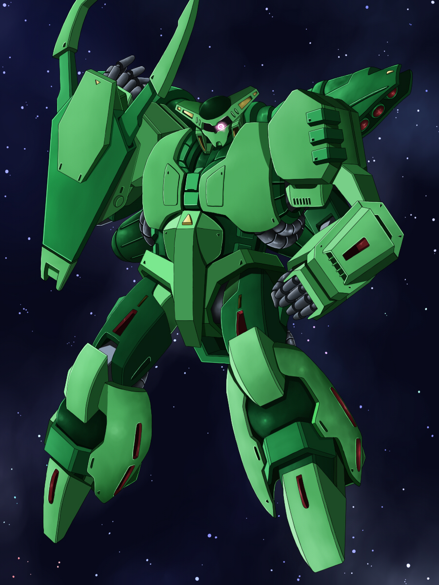 bad_id bad_pixiv_id bolinoak_sammahn cable claws gundam highres kiriya_obu_gn mecha no_humans robot shield solo space zero_gravity zeta_gundam