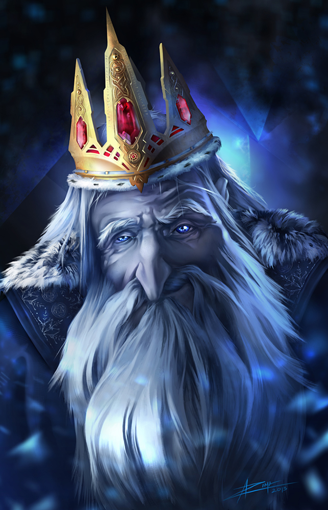 1boy adventure_time artek92 artur_zima artur_zuma beard blue_eyes cartoon_network crown facial_hair ice_king long_hair male_focus old old_man smirk solo white_hair