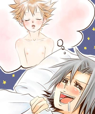 00s 2boys dreaming gokudera_hayato katekyo_hitman_reborn! lowres male_focus multiple_boys sawada_tsunayoshi sleeping tsuna yaoi