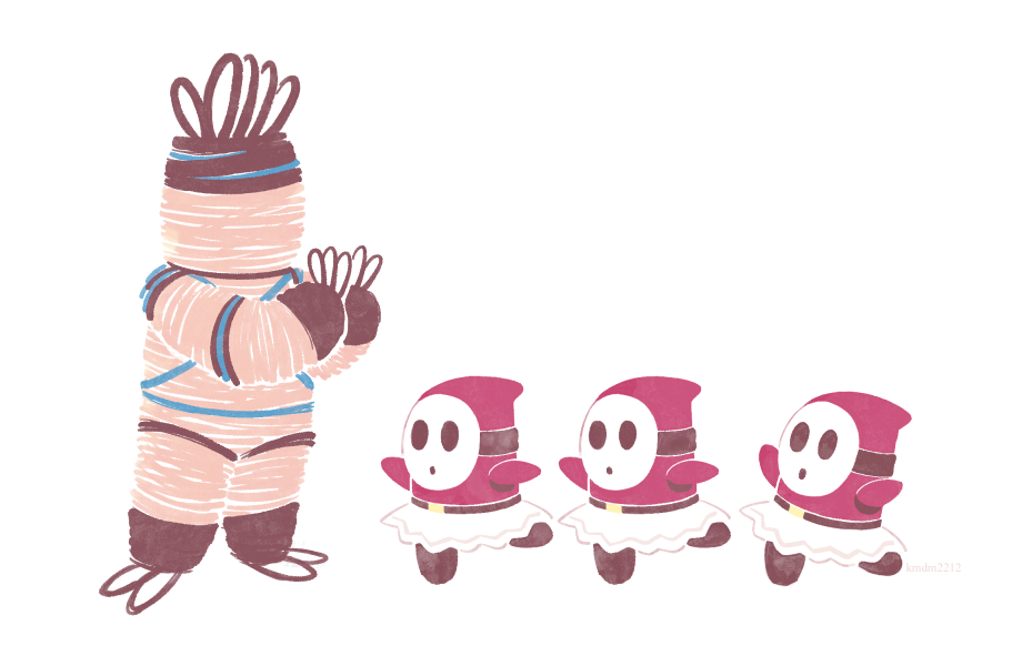 artist_name belt belt_buckle black_belt brown_shoes buckle clapping dama8457 dancing mario_(series) miniskirt nintendo no_humans paper_mario paper_mario:_the_origami_king rubber_band rubber_band_(paper_mario) shoes shy_guy simple_background skirt standing standing_on_one_leg tiptoes tutu white_background white_mask white_skirt
