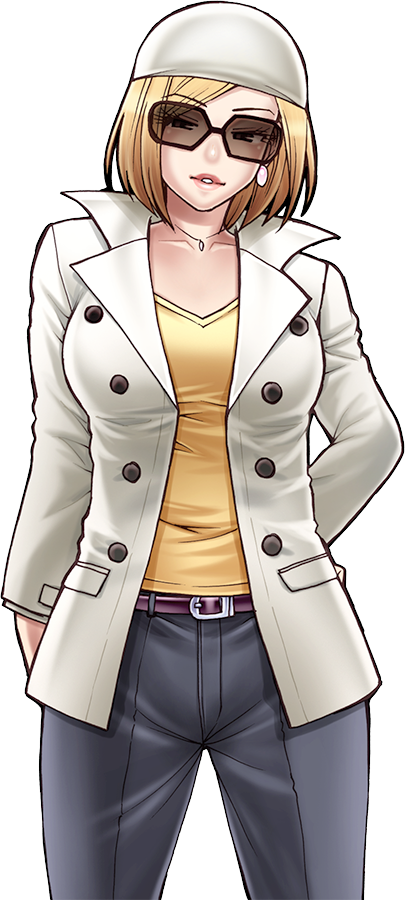 1girl alpha_transparency animal_ears arm_behind_back bandana black_eyes black_pantyhose blonde_hair breasts chiba_toshirou commentary_request grand_theft_auto grand_theft_auto_v jacket jewelry medium_breasts medium_hair necklace original pantyhose shirt solo swept_bangs transparent_background white_bandana white_jacket yellow_shirt