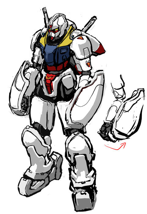 artist_request duel_gundam gundam gundam_seed mecha mobile_suit no_humans redesign robot science_fiction sketch v-fin weapon