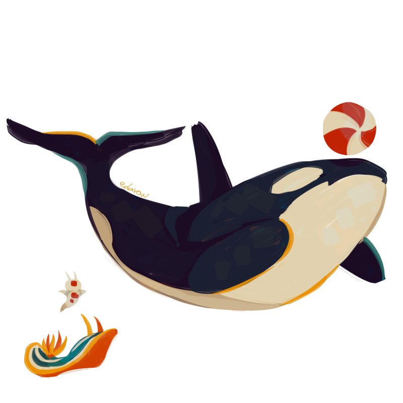 animal animalization ball beachball edarow full_body no_humans orca original sea_angel sea_slug simple_background white_background