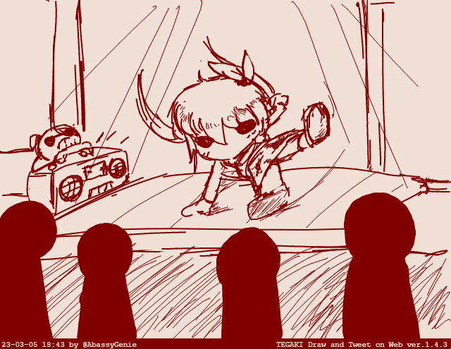 1girl alice_sawyer artist_name boombox breakdance crowd dancing female_focus indie_virtual_youtuber mask sketch solo tegaki tegaki_draw_and_tweet thegeniea1 timestamp twintails twitter_username virtual_youtuber
