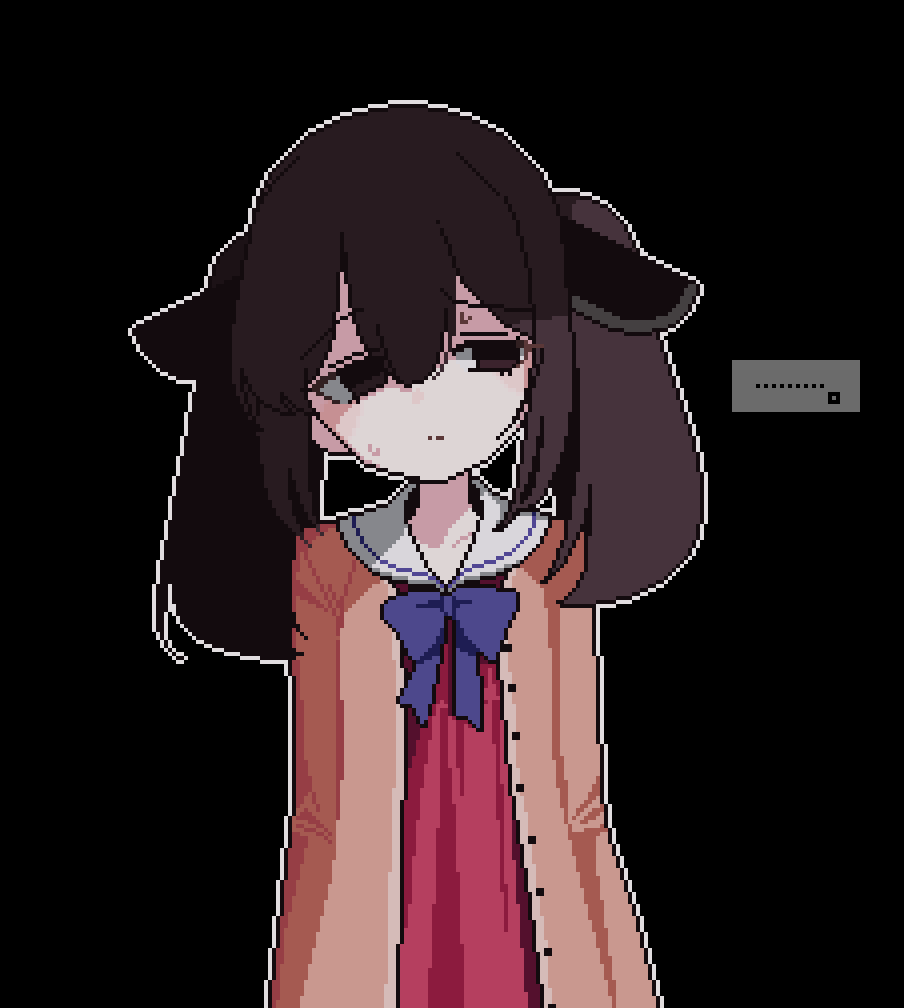 ++_(9oafxjjhuktkdef) ... 1girl averting_eyes black_background blue_bow blue_bowtie bow bowtie brown_car brown_eyes brown_hair car cardigan closed_mouth dress empty_eyes medium_hair motor_vehicle open_cardigan open_clothes pixel_art red_dress sailor_collar simple_background solo touhoku_kiritan twintails upper_body voiceroid white_sailor_collar
