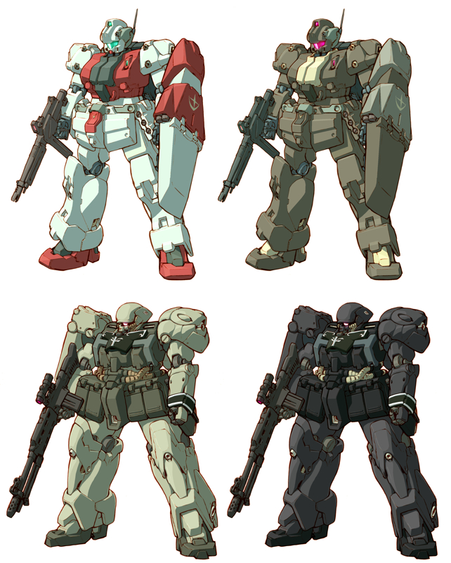 assault_rifle beam_rifle blue_visor cable char&#039;s_counterattack color_variation concept_art derivative_work earth_federation energy_gun geara_doga geara_zulu gun gundam gundam_unicorn holding holding_weapon hose jegan jegan_ecoas_type machinery mecha mecha_focus missile_pod mobile_suit neo_zeon no_humans one-eyed original radio_antenna realistic red_visor redesign rifle robot roundel science_fiction scope shield tessaku_ro weapon white_background