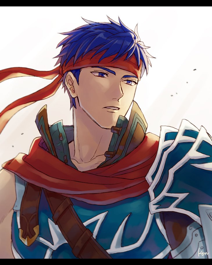 1boy akke blue_eyes blue_hair cape fire_emblem fire_emblem:_path_of_radiance fire_emblem:_radiant_dawn headband ike_(fire_emblem) ike_(vanguard_legend)_(fire_emblem) male_focus nintendo short_hair simple_background solo white_background