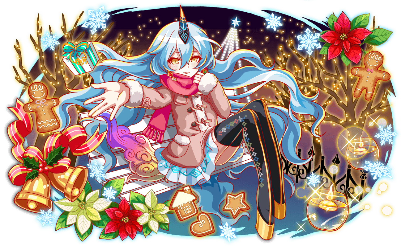 absurdly_long_hair adapted_costume alternate_costume alternate_hair_color alternate_horns anime_coloring aqua_hair argyle_clothes argyle_footwear artist_request bell bench big_hair black_boots black_thighhighs blush boots box brown_coat brown_sleeves candle christmas christmas_lights christmas_tree coat cookie crash_fever dot_nose duffel_coat earrings eyelashes fence fire flower food full_body game_cg gift gift_box gingerbread_cookie gingerbread_house gingerbread_man gingerbread_woman gradient_tail hair_between_eyes heart heart-shaped_cookie heart-shaped_food high_heel_boots high_heels horns jewelry legs_together light_particles long_hair long_sleeves miniskirt mistletoe multicolored_tail night night_sky no_socks official_alternate_costume official_alternate_hairstyle official_alternate_horns official_art on_bench outdoors outline pleated_skirt pocket poinsettia puffy_sleeve_cuffs qilin_(crash_fever) red_flower red_outline red_ribbon red_scarf ribbon scarf scarf_hold single_horn skirt sky sleeve_cuffs sleeves_past_wrists smile snowflakes solo sparkle star-shaped_cookie star-shaped_food star_(symbol) star_ornament striped_clothes striped_footwear striped_ribbon tachi-e tail teeth thighhighs third-party_source toggles transparent_background vertical-striped_footwear very_long_hair wavy_hair wedge_heels white_flower white_skirt white_sleeve_cuffs winter_clothes winter_coat yellow_eyes