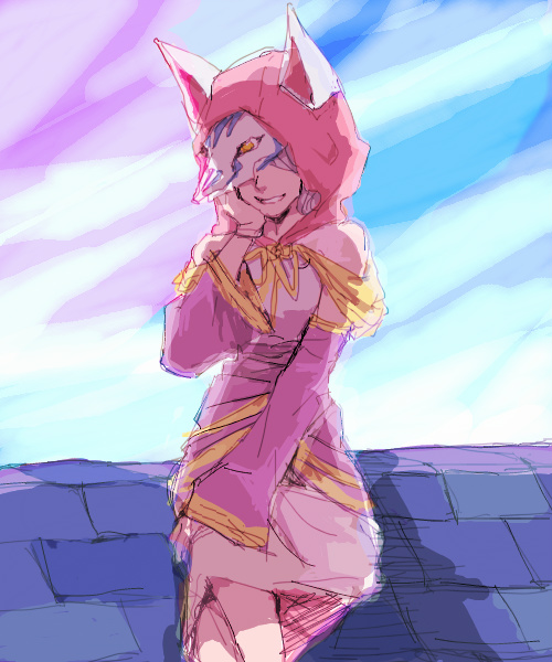 1girl ava_(kingdom_hearts) cape female_focus kingdom_hearts kingdom_hearts_x kingdom_hearts_x_back_cover mask pink_robe robe