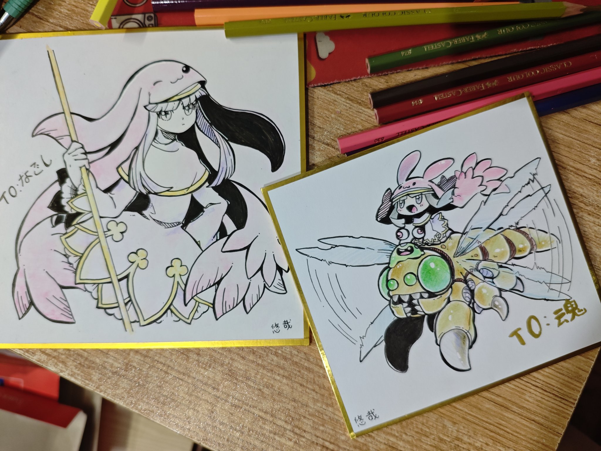 animal_hat cat_hat digimon digimon_(creature) hat highres nun photo_(medium) sistermon_noir traditional_media yanmamon
