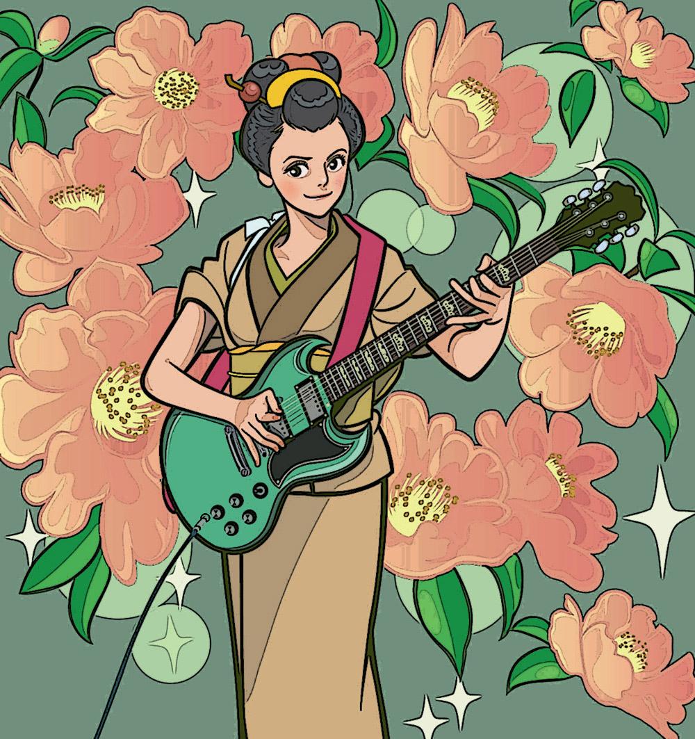 buttercup buttercup_(artist) enka guitar instrument japanese_clothes kimono