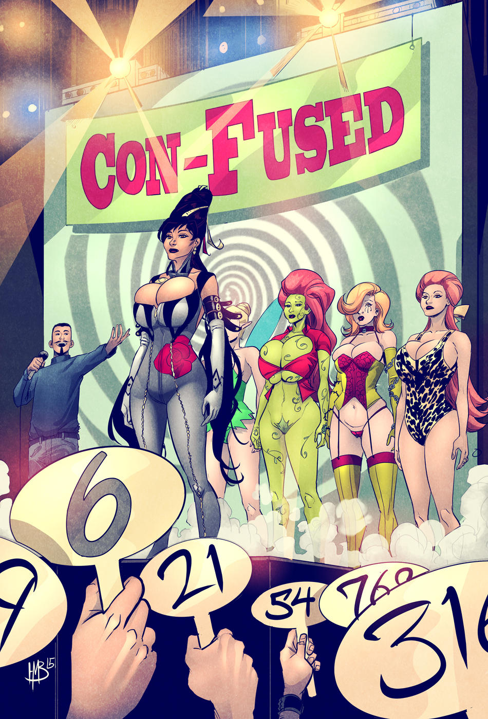 10s 1boy 5girls animal_print arm_up arms_at_sides artist_name auction audience bare_legs batman_(series) bayonetta bayonetta_(series) bidding bikini black_bodysuit black_hair black_shirt blonde_hair bodysuit breasts bursting_breasts cleavage colored_skin corset cosplay crossover dawn_(comics) dawn_(copyright) dc_comics disembodied_hand disney dress elbow_gloves expressionless fairy flower gilligan&#039;s_island ginger_(gilligan&#039;s_island) gloves green_dress green_skin hair_over_one_eye hair_ribbon hands_up head_out_of_frame highres hmb-art holding holding_microphone huge_breasts hypnosis image_comics indoors large_breasts leaf leaf_bikini leopard_print lights lipstick long_hair long_sleeves lowleg lowleg_panties makeup microphone mind_control minidress multicolored_corset multiple_crossover multiple_girls multiple_others navel nintendo one-piece_swimsuit open_clothes open_shirt orange_eyes orange_hair out_of_frame panties pantyhose platinumgames poison_ivy red_corset red_eyes red_flower red_hair red_panties red_rose red_shirt red_trim revealing_clothes ribbon rose shirt short_hair sign signature slave smoke spiral stage standing standing_at_attention submission swimsuit thighhighs tinker_bell_(disney) underboob underwear very_long_hair walt_disney&#039;s_peter_pan white_gloves writing yellow_corset yellow_gloves yellow_legwear yellow_one-piece_swimsuit yellow_ribbon