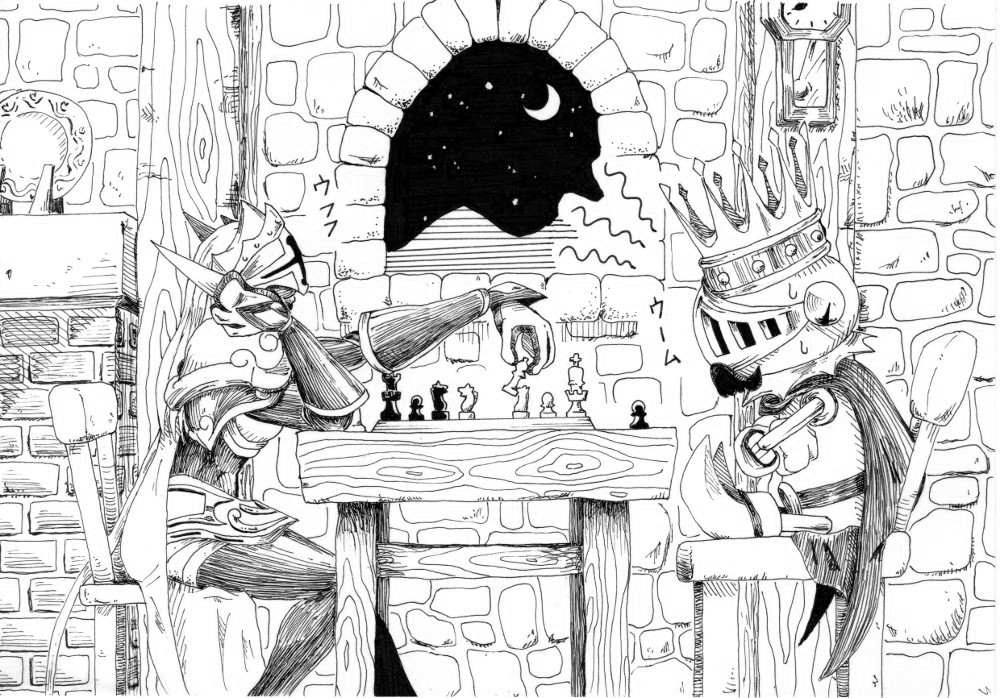 1boy 1girl cape crescent_moon crown digimon facial_hair kingchessmon moon mustache night queenchessmon