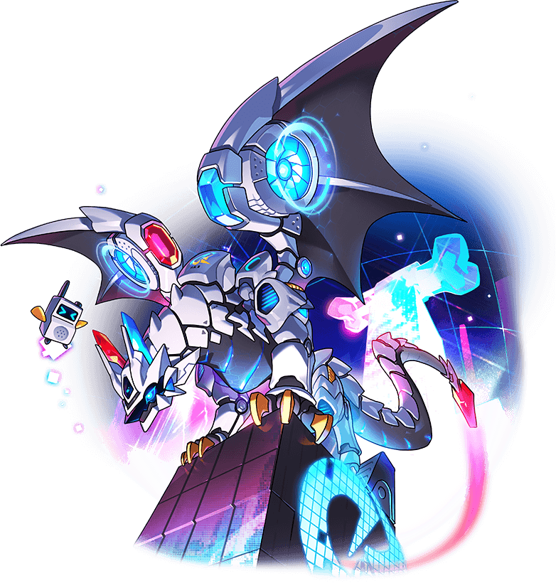 blue_eyes blue_sclera colored_sclera dragon dragon_village_(series) dragon_village_collection firewall_(dragon_village) firewall_(firewall)_(dragon_village) game_cg no_humans non-humanoid_robot official_art robot robot_dragon rooftop third-party_source transparent_background