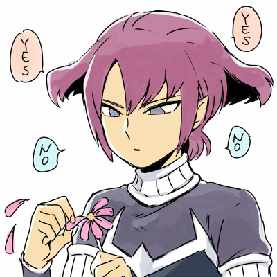 1boy alpha_(inazuma_eleven) english_text flower inazuma_eleven_(series) inazuma_eleven_go inazuma_eleven_go_chrono_stone lowres male_focus no_pupils petals plucking_petals pointy_ears protocol_omega riho simple_background solo upper_body white_background