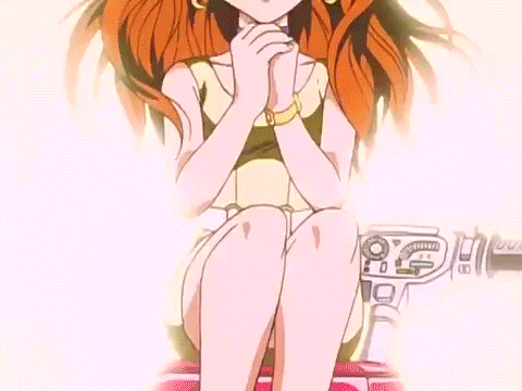 1990s_(style) 1boy 1girl animated animated_gif dragon_ball dragon_ball_gt gradient_background legs lowres motor_vehicle motorcycle mr._satan palace_(dragon_ball) retro_artstyle skirt white_background wind