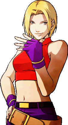 1girl blonde_hair blue_eyes blue_mary breasts female_focus medium_breasts pale_skin short_hair standing the_king_of_fighters