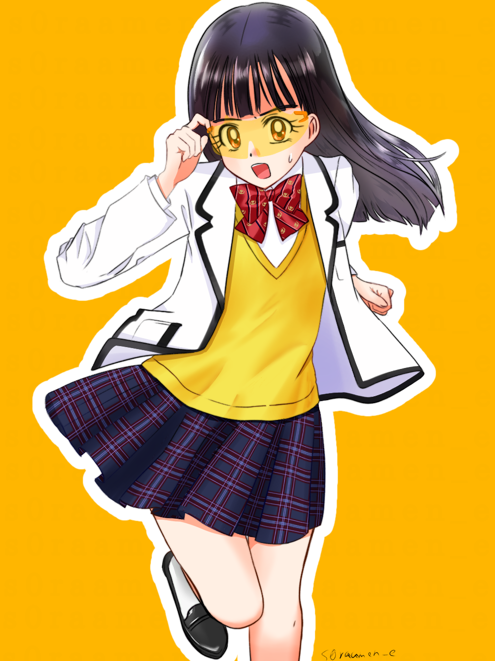 1girl avataro_sentai_donbrothers black_hair highres kito_haruka orange_eyes school_uniform sora_nagata sunglasses super_sentai