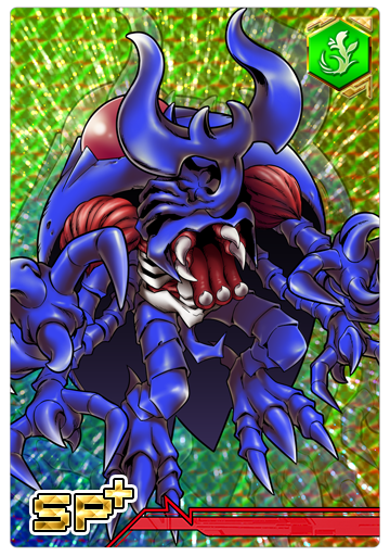 atlurkabuterimon atlurkabuterimon_(blue) bug digimon digimon_(creature) exoskeleton flying horns muscular no_eyes official_art open_mouth rhinoceros_beetle sharp_teeth teeth