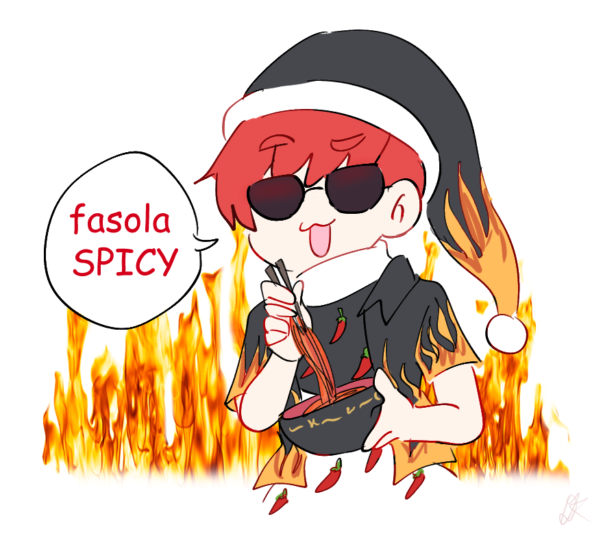 1girl adapted_costume alternate_element black_capelet black_hat bowl capelet commentary cup doremy_sweet dress english_text hat holding holding_cup khylimei nightcap open_mouth pom_pom_(clothes) red_hair short_hair simple_background sunglasses thick_eyebrows touhou upper_body